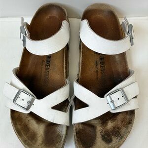 Birkenstock Kumba Antique White Leather Sandals Size 40 US 9